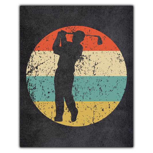 Golfer Golf Swing Sports Icon Retro 8"x10" Wall Art Print