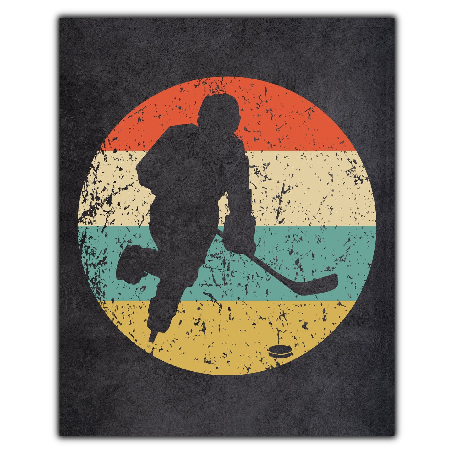 Hockey Player Sports Icon Retro 8"x10" Wall Art Print