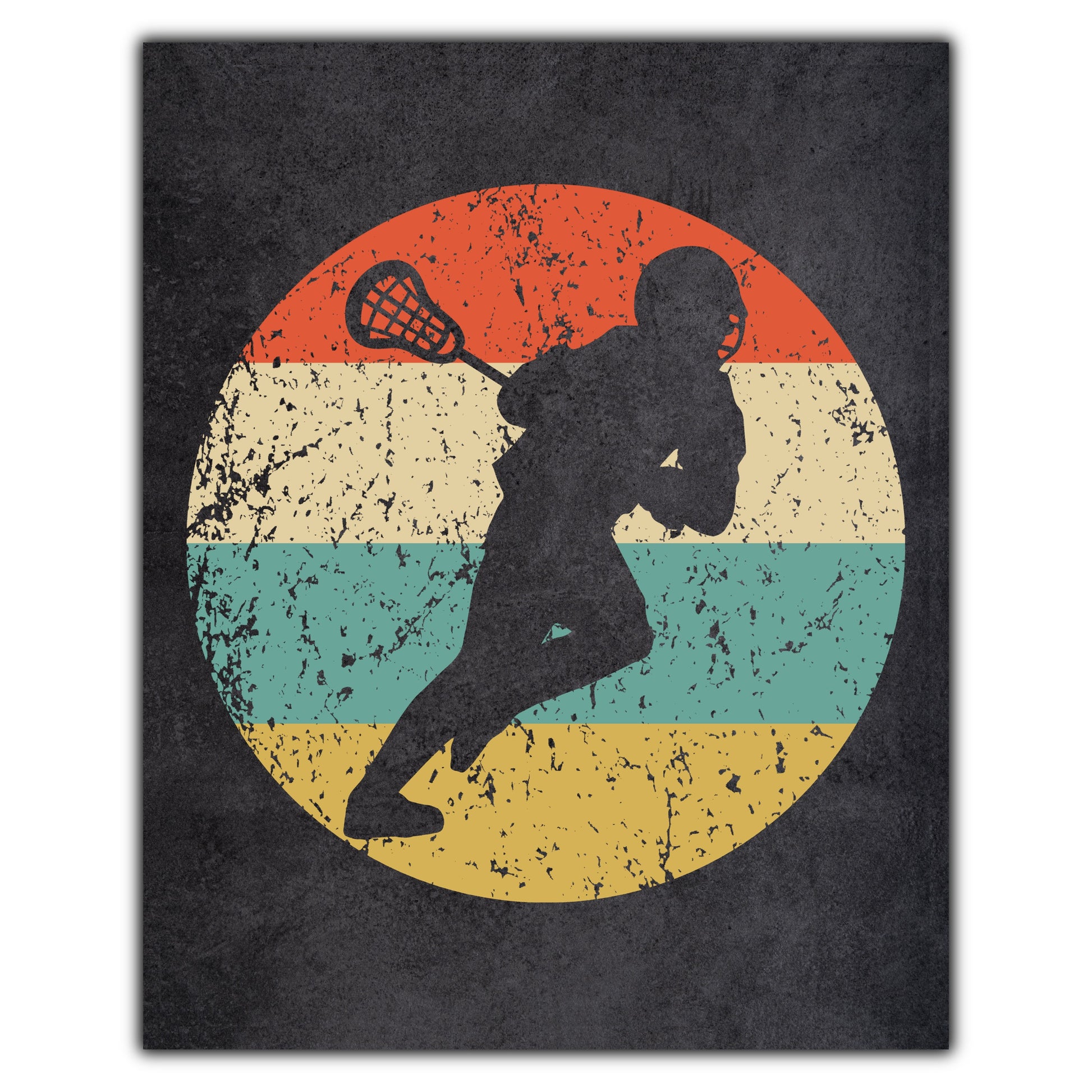 Lacrosse Player Sports Icon Retro 8"x10" Wall Art Print