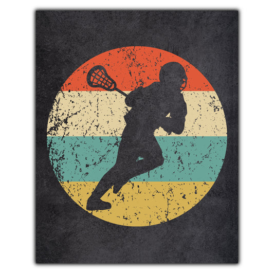 Lacrosse Player Sports Icon Retro 8"x10" Wall Art Print
