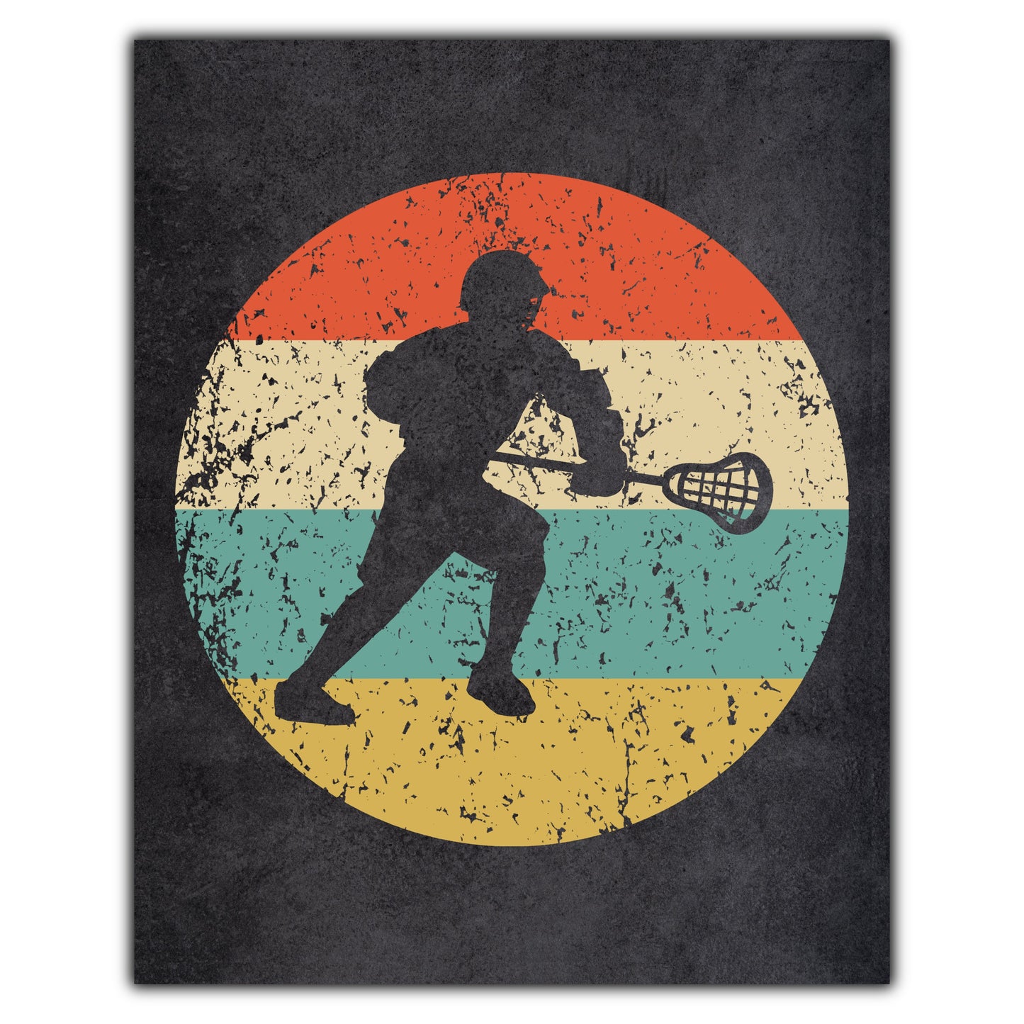 Lacrosse Player Sports Icon Retro 8"x10" Wall Art Print