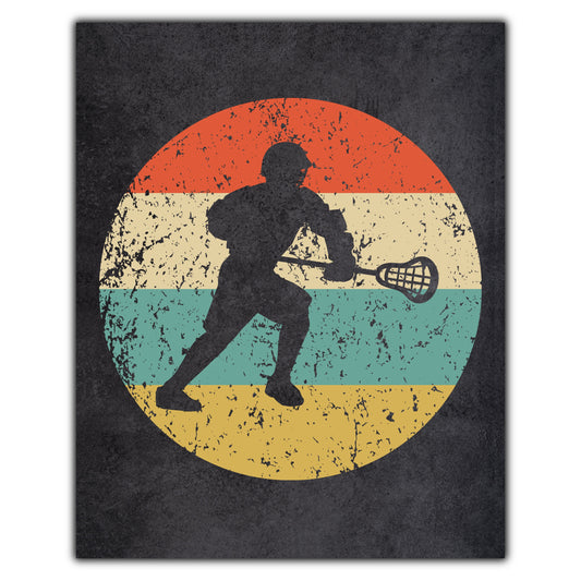 Lacrosse Player Sports Icon Retro 8"x10" Wall Art Print