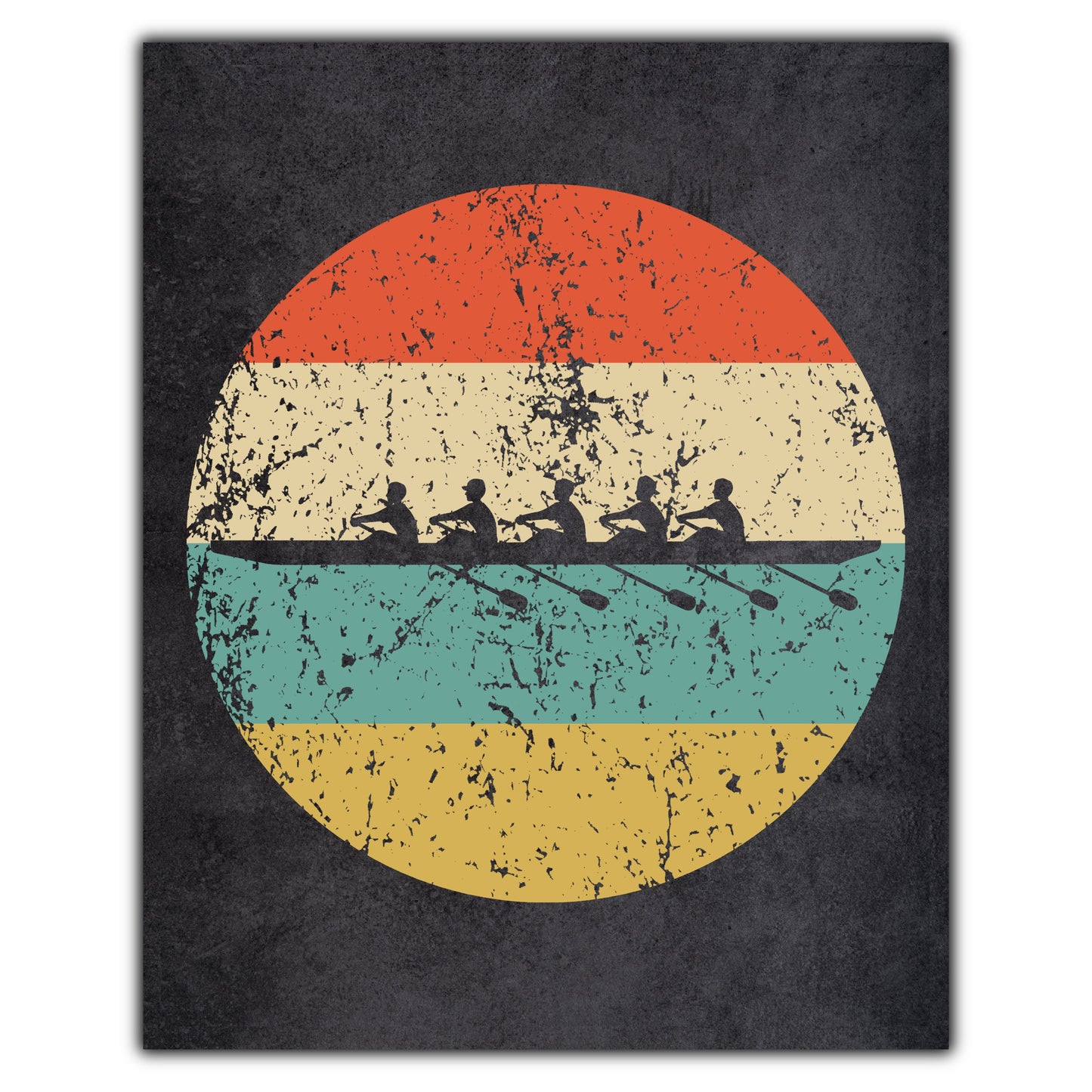 Crew Boat Rowing Sports Icon Retro 8"x10" Wall Art Print
