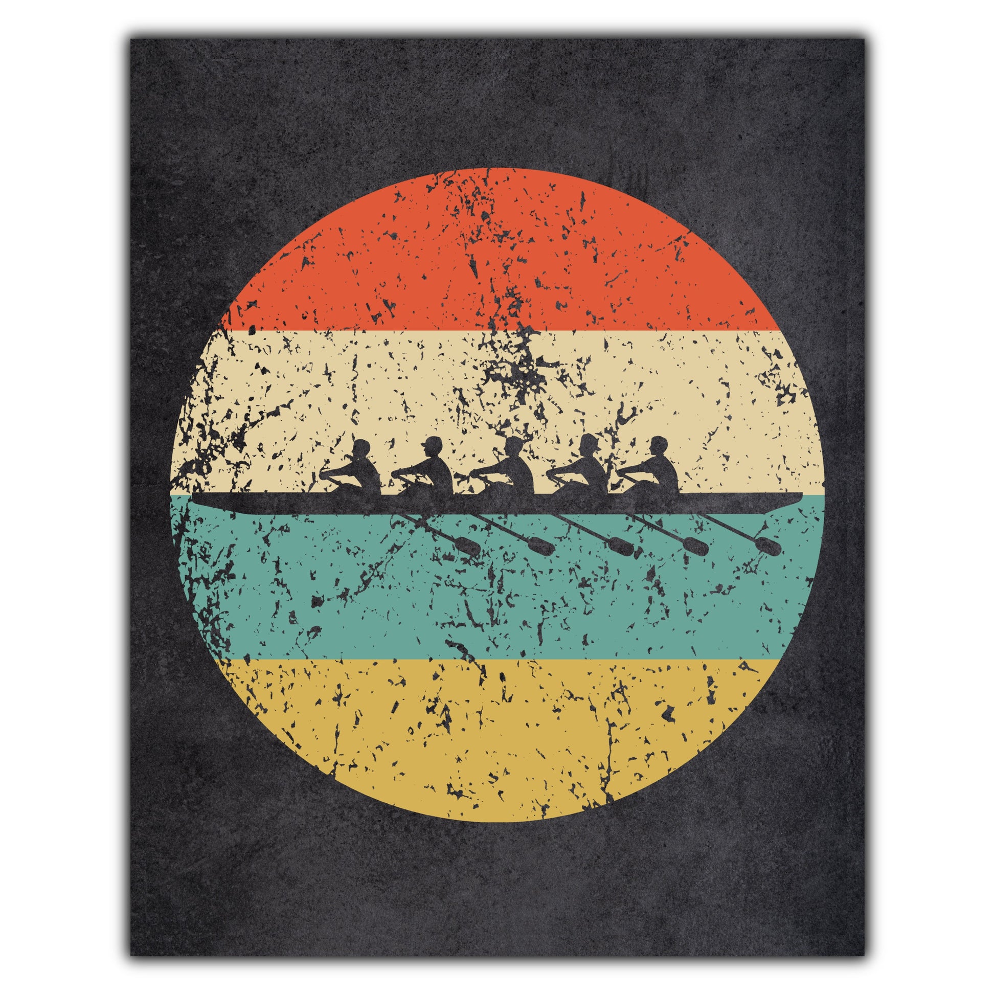 Crew Boat Rowing Sports Icon Retro 8"x10" Wall Art Print