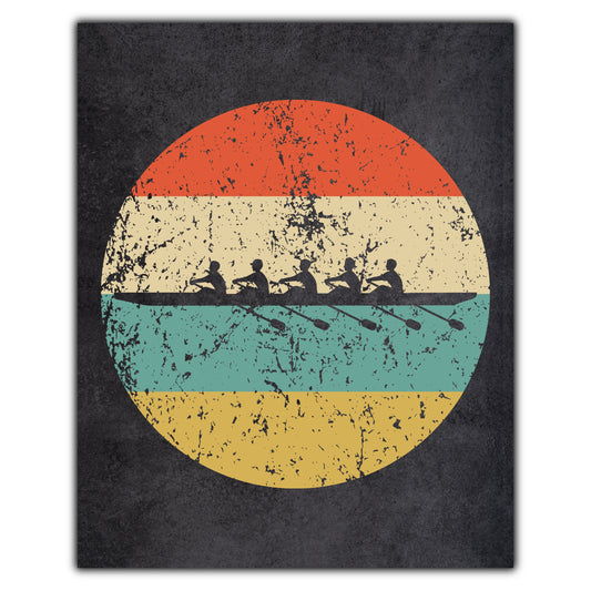 Crew Boat Rowing Sports Icon Retro 8"x10" Wall Art Print