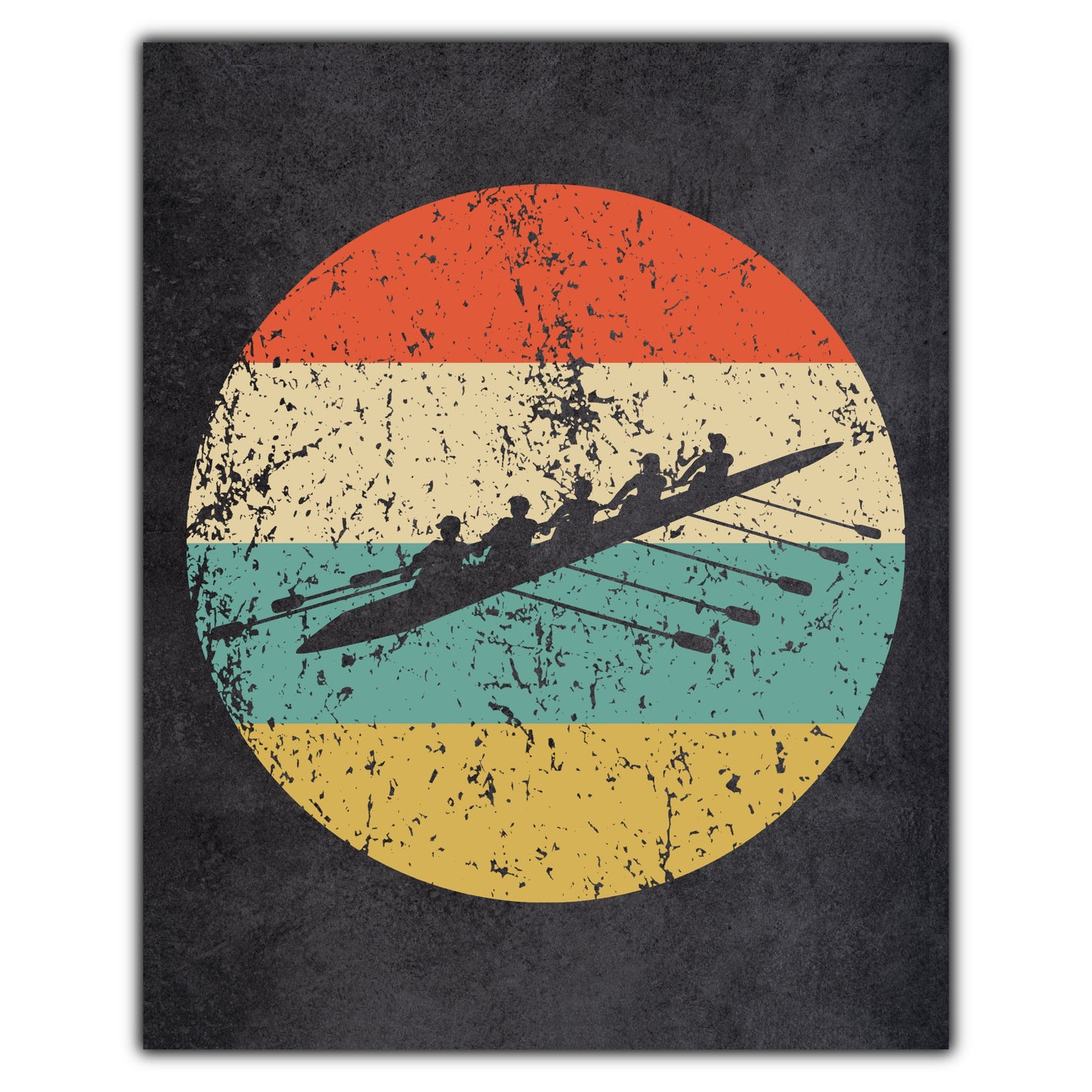 Crew Boat Rowing Sports Icon Retro 8"x10" Wall Art Print