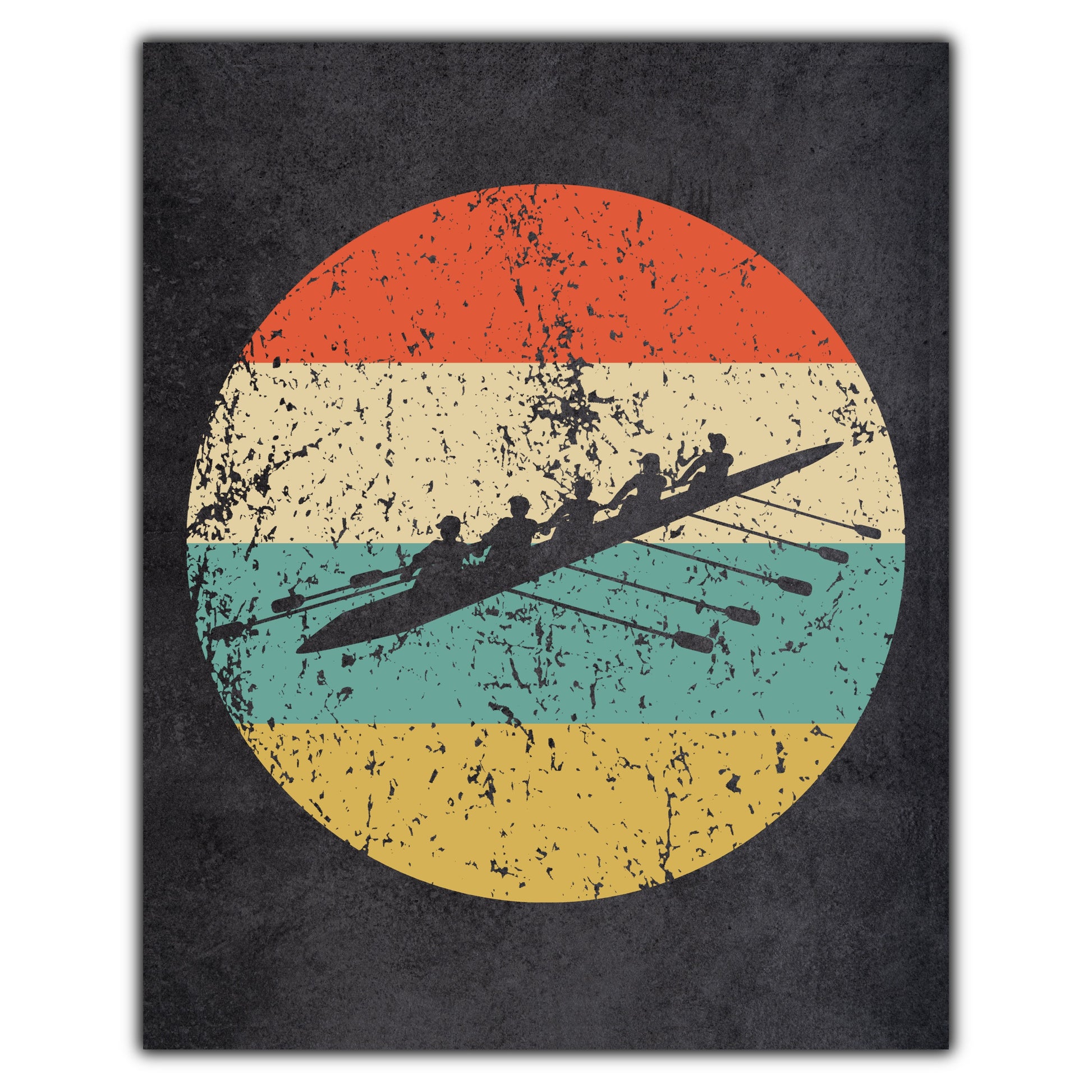 Crew Boat Rowing Sports Icon Retro 8"x10" Wall Art Print