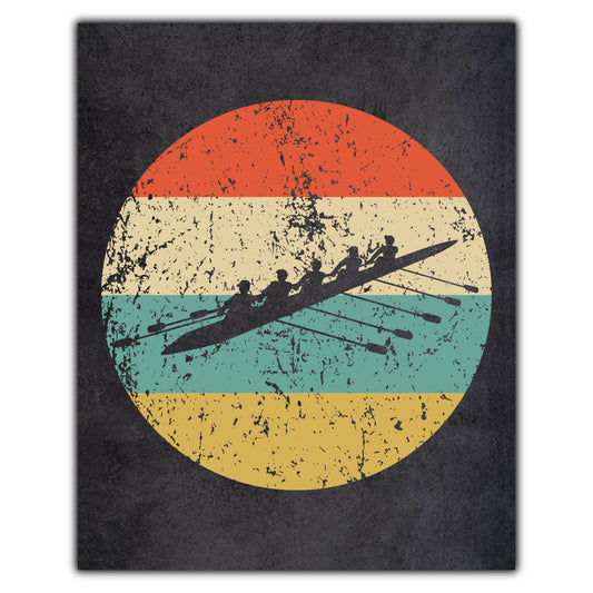 Crew Boat Rowing Sports Icon Retro 8"x10" Wall Art Print
