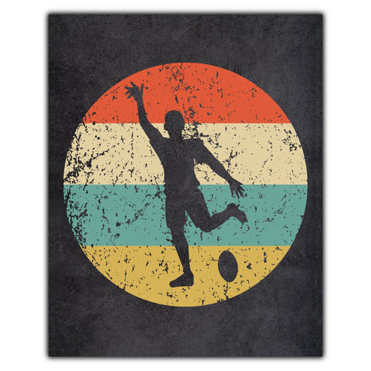 Rugby Player Rugby Kick Sports Icon Retro 8"x10" Wall Art Print