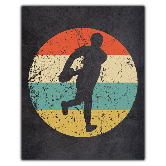 Rugby Player Sports Icon Retro 8"x10" Wall Art Print