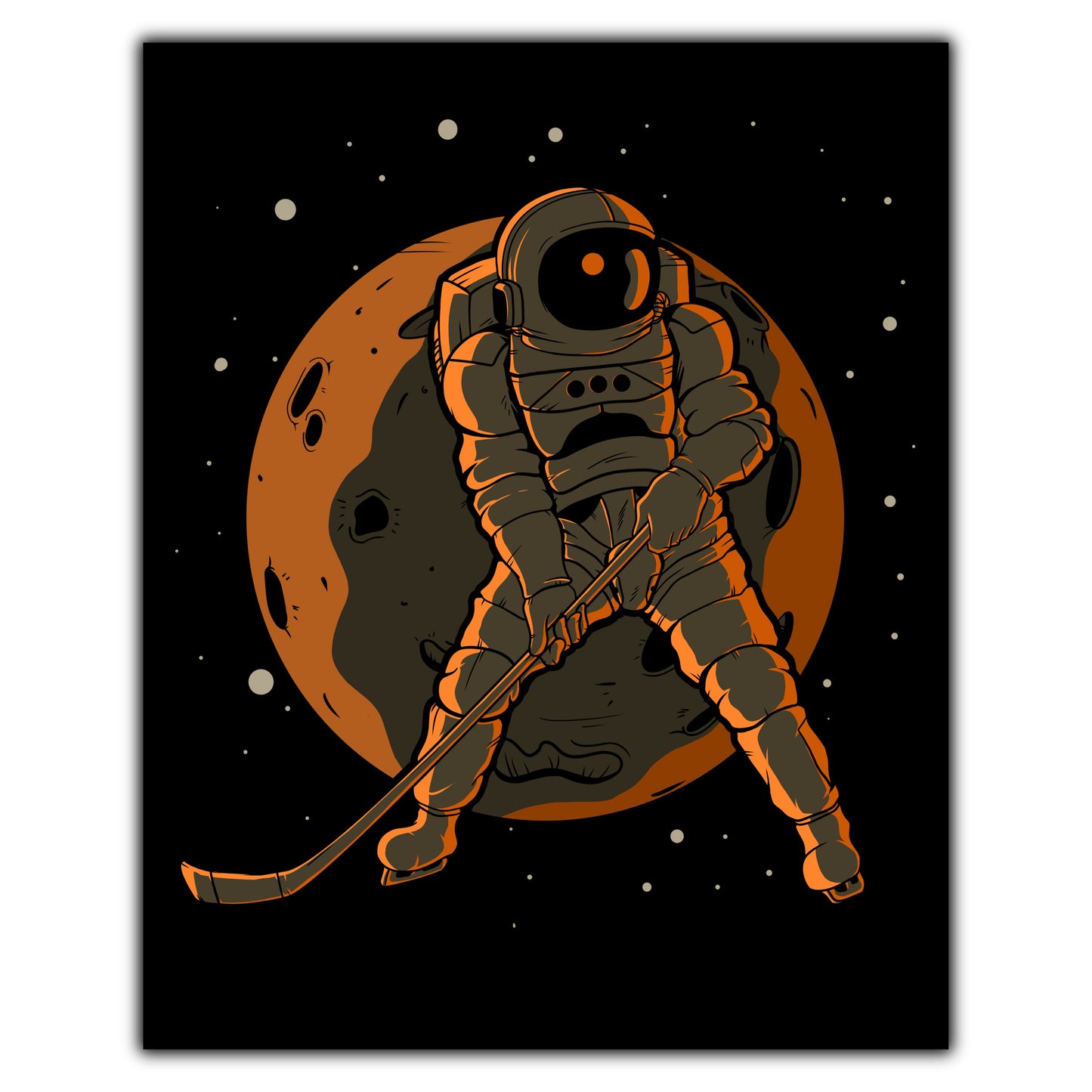 Hockey Astronaut Outer Space Spaceman 8"x10" Wall Art Print