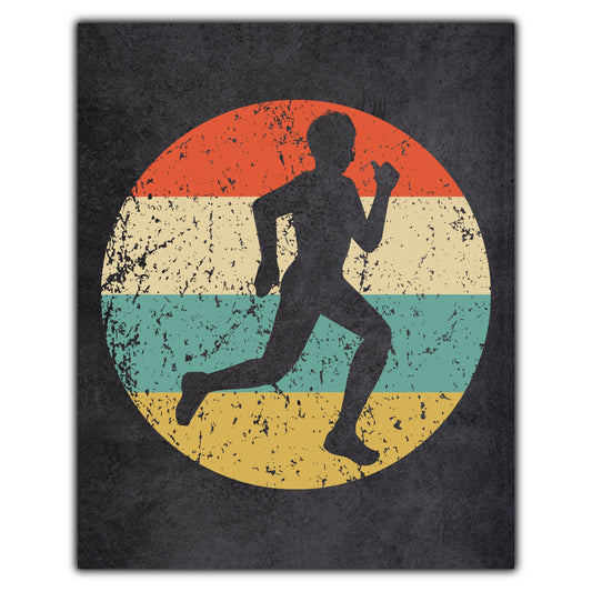 Runner Cross Country Marathon Sports Icon Retro 8"x10" Wall Art Print