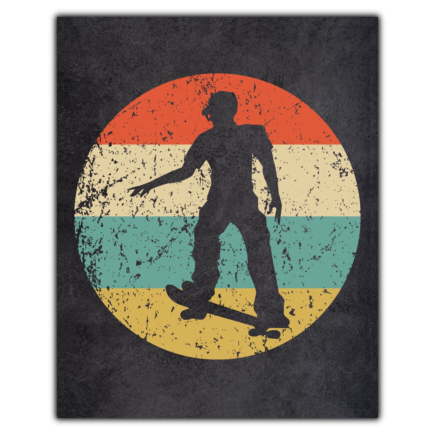 Skateboarder Skateboarding Skater Sports Icon Retro 8"x10" Wall Art Print