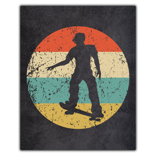 Skateboarder Skateboarding Skater Sports Icon Retro 8"x10" Wall Art Print
