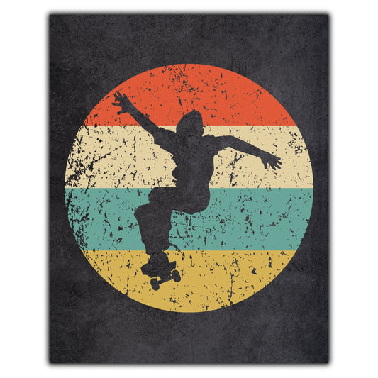 Skateboarder Skateboarding Skater Sports Icon Retro 8"x10" Wall Art Print