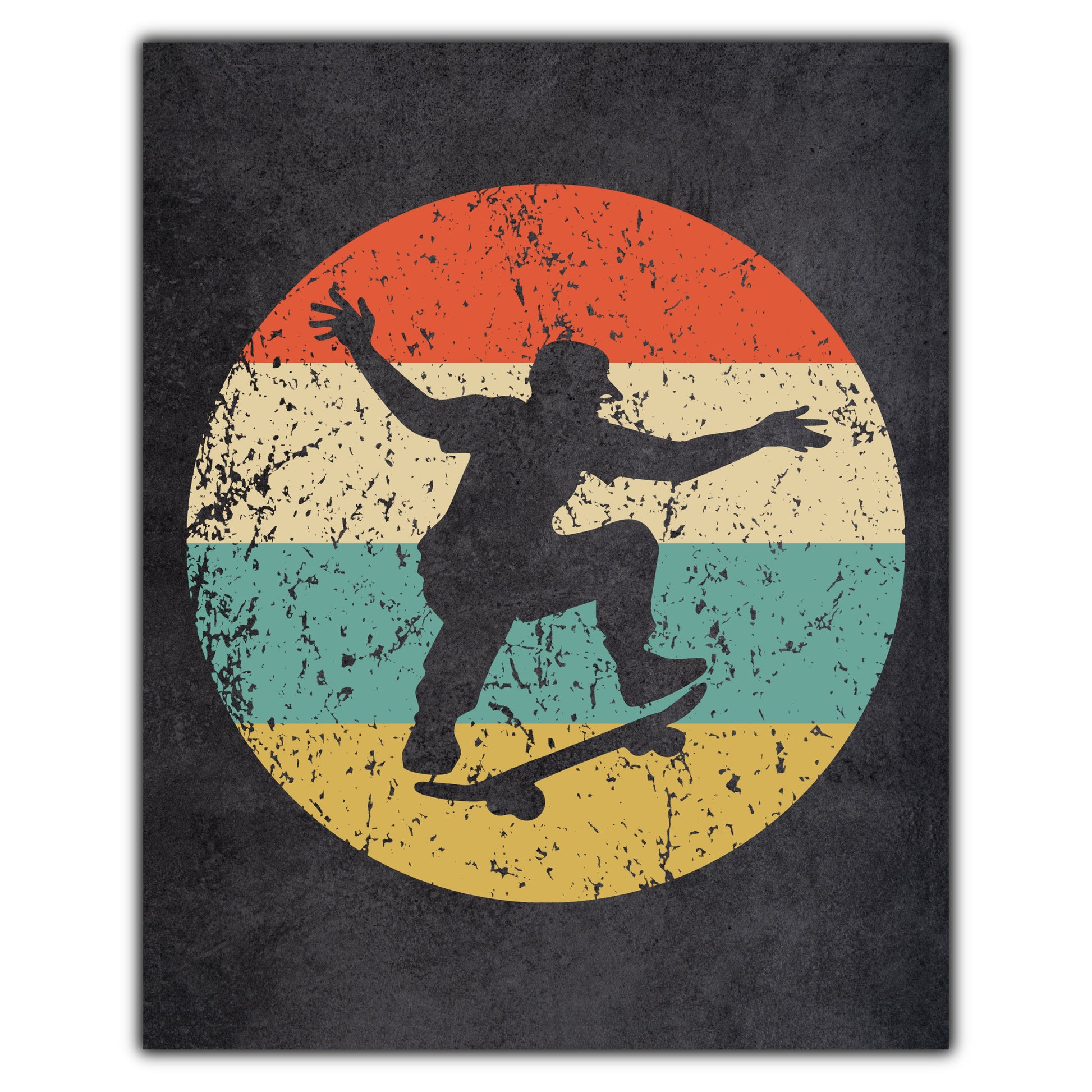 Skateboarder Skateboarding Skater Ollie Sports Icon Retro 8"x10" Wall Art Print
