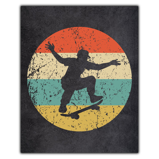 Skateboarder Skateboarding Skater Ollie Sports Icon Retro 8"x10" Wall Art Print
