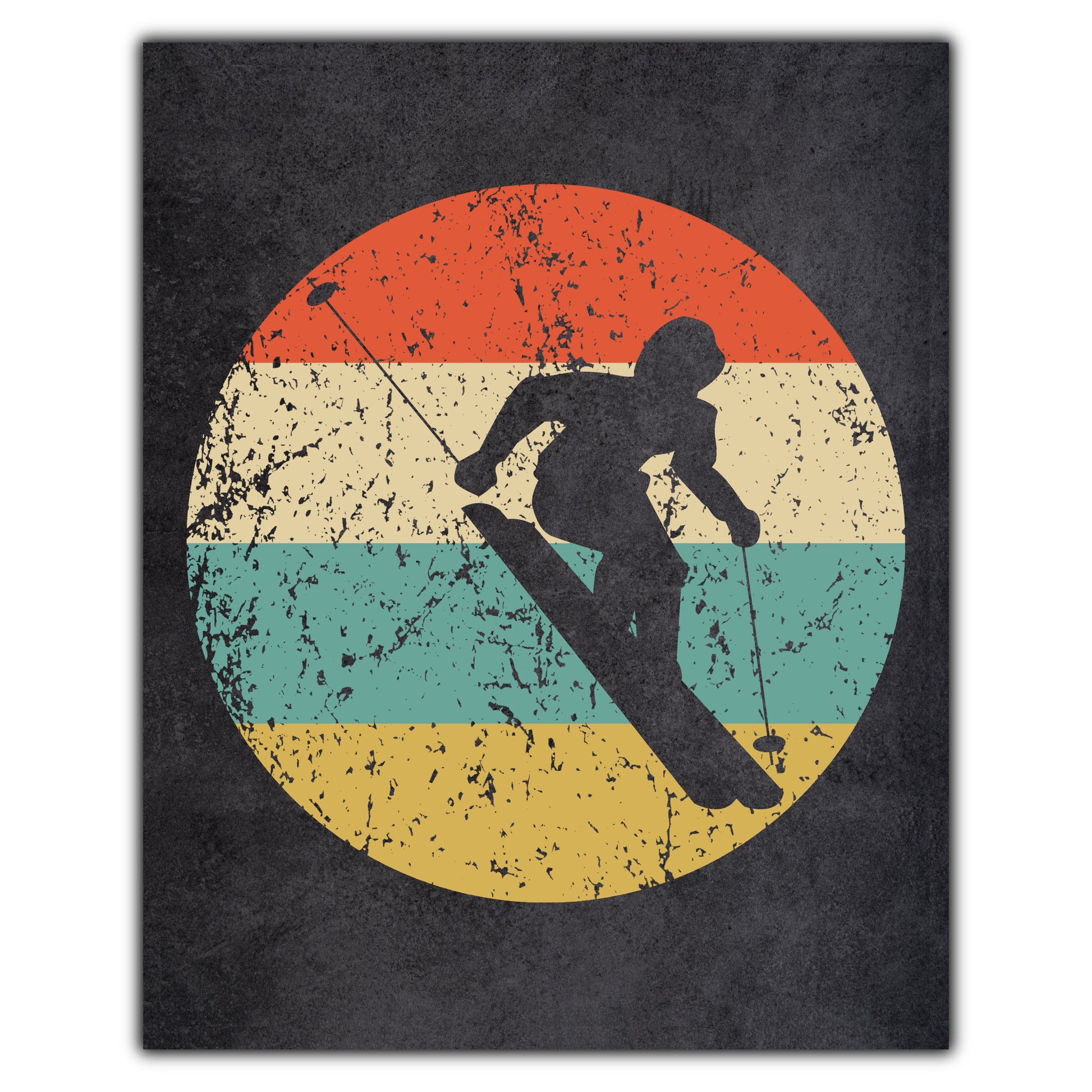 Downhill Skier Skiing Sports Icon Retro 8"x10" Wall Art Print