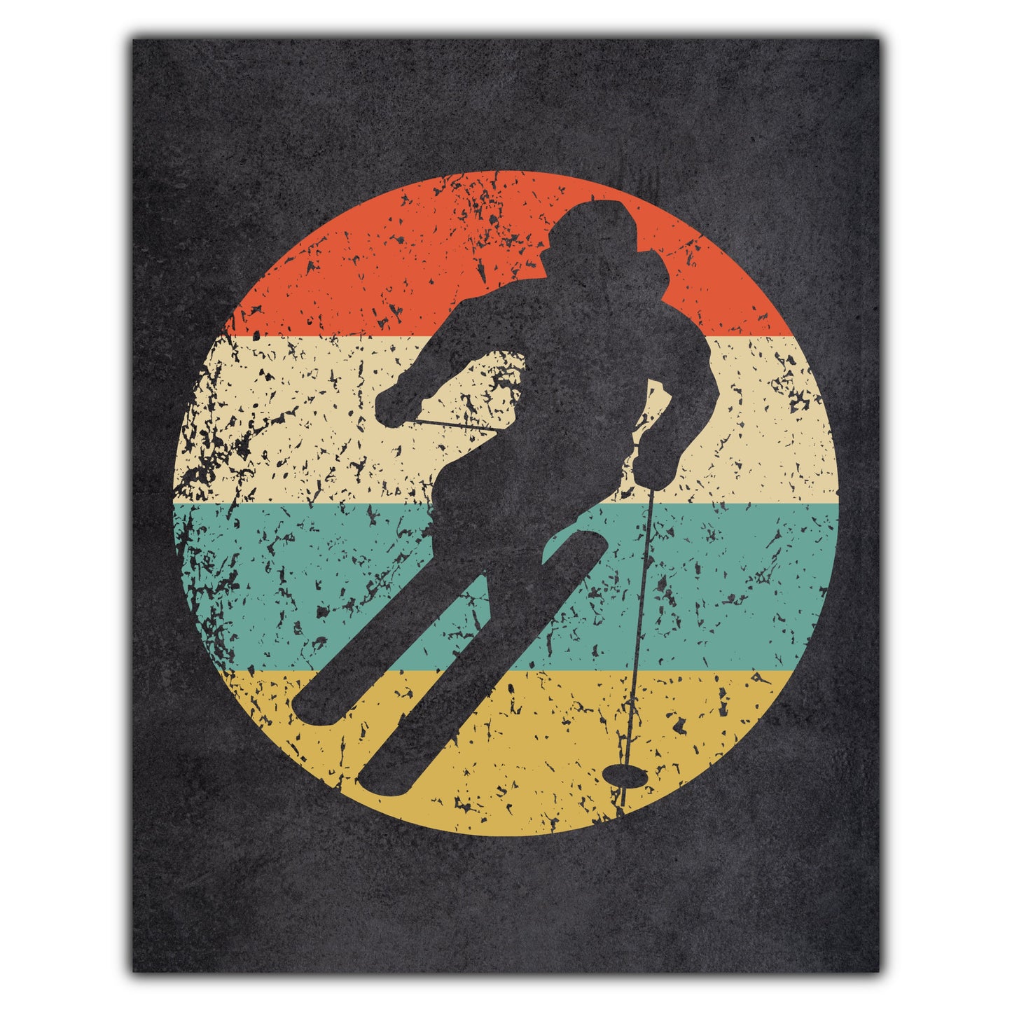 Downhill Skier Skiing Sports Icon Retro 8"x10" Wall Art Print