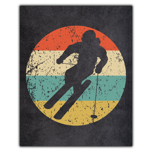 Downhill Skier Skiing Sports Icon Retro 8"x10" Wall Art Print