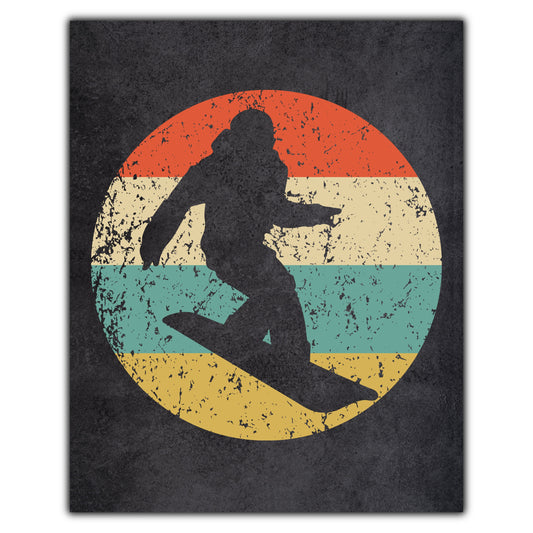 Snowboarding Snowboarder Sports Icon Retro 8"x10" Wall Art Print