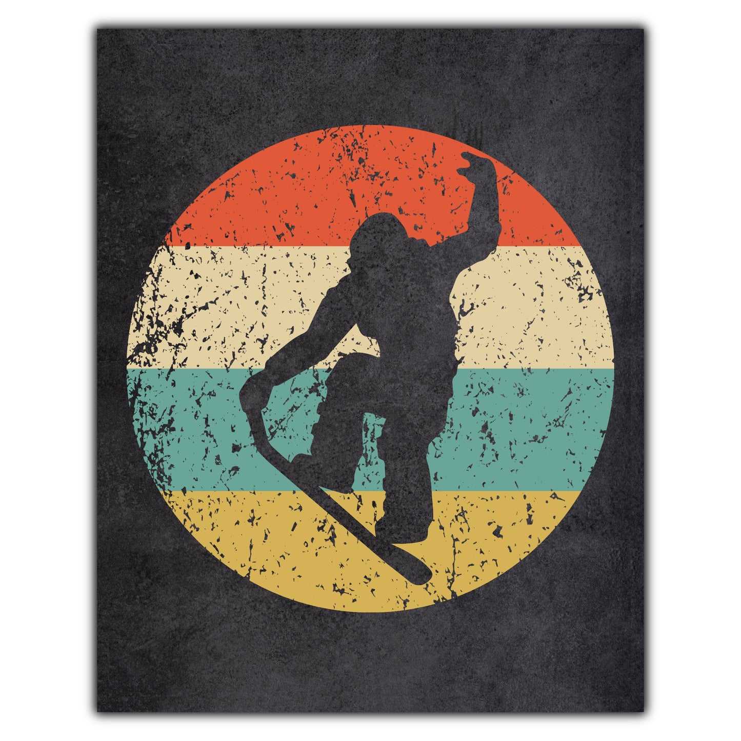 Snowboard Trick Nose Grab Sports Icon Retro 8"x10" Wall Art Print