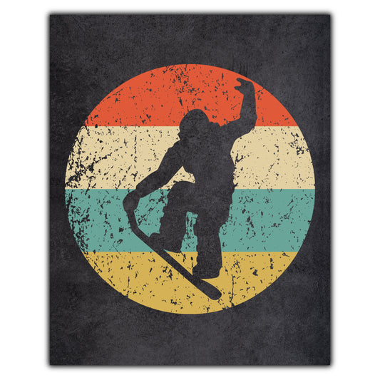 Snowboard Trick Nose Grab Sports Icon Retro 8"x10" Wall Art Print