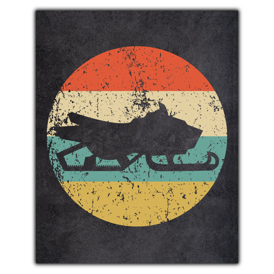 Snowmobile Sports Icon Retro 8"x10" Wall Art Print