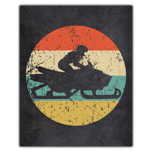 Snowmobile Snowmobiler Sports Icon Retro 8"x10" Wall Art Print