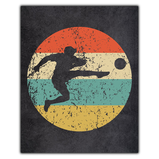 Soccer Player Kick Sports Icon Retro 8"x10" Wall Art Print