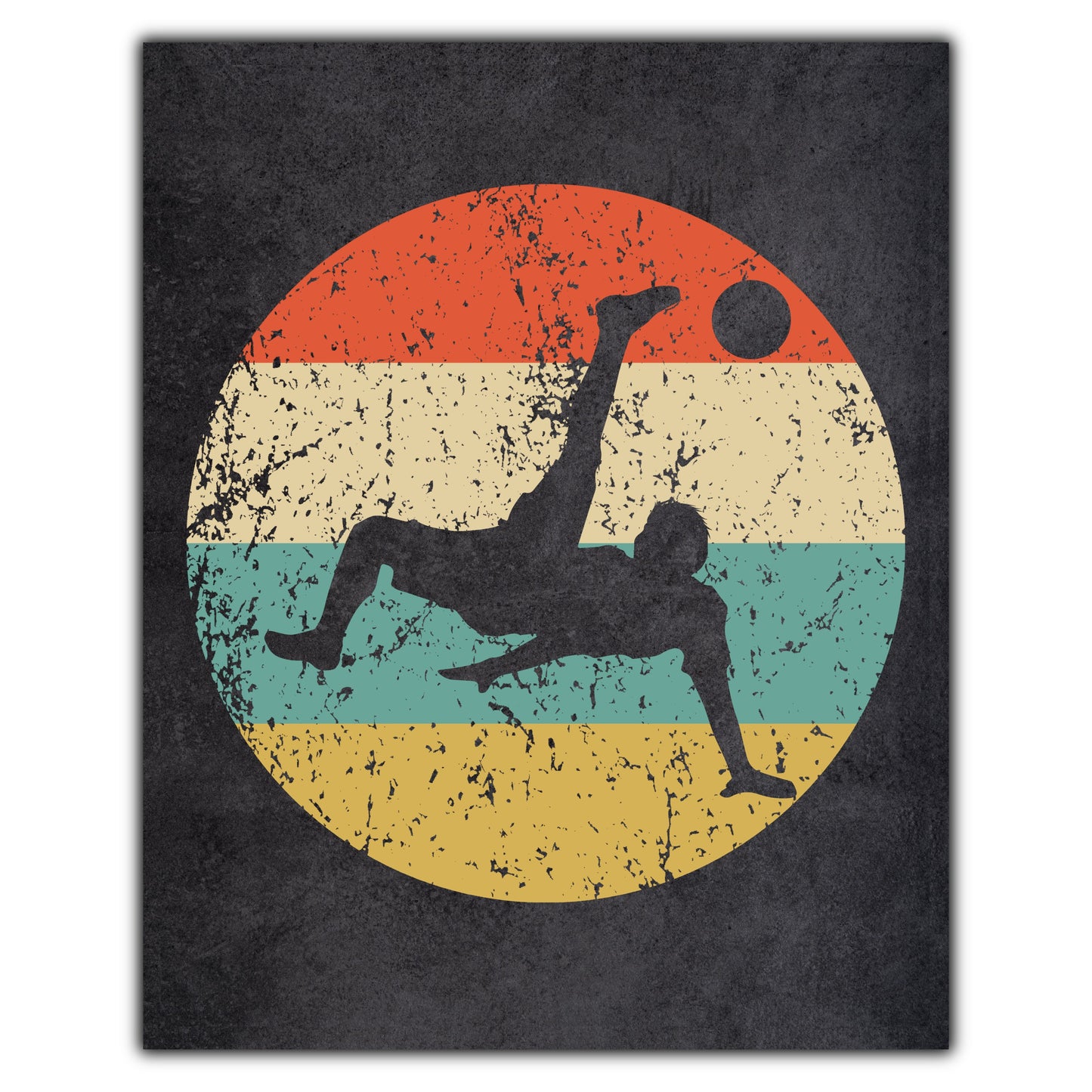 Soccer Player Bicycle Kick Sports Icon Retro 8"x10" Wall Art Print