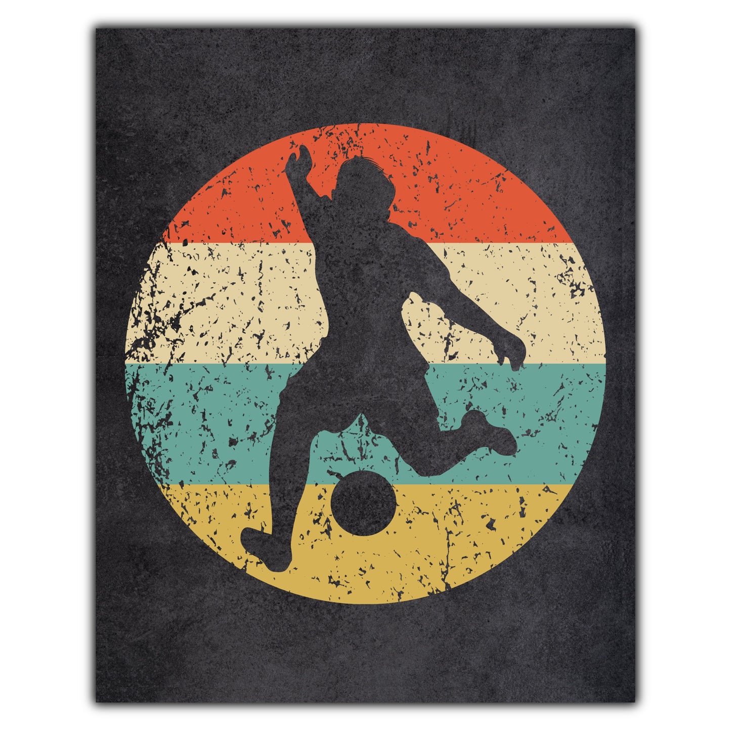 Soccer Player Kick Sports Icon Retro 8"x10" Wall Art Print