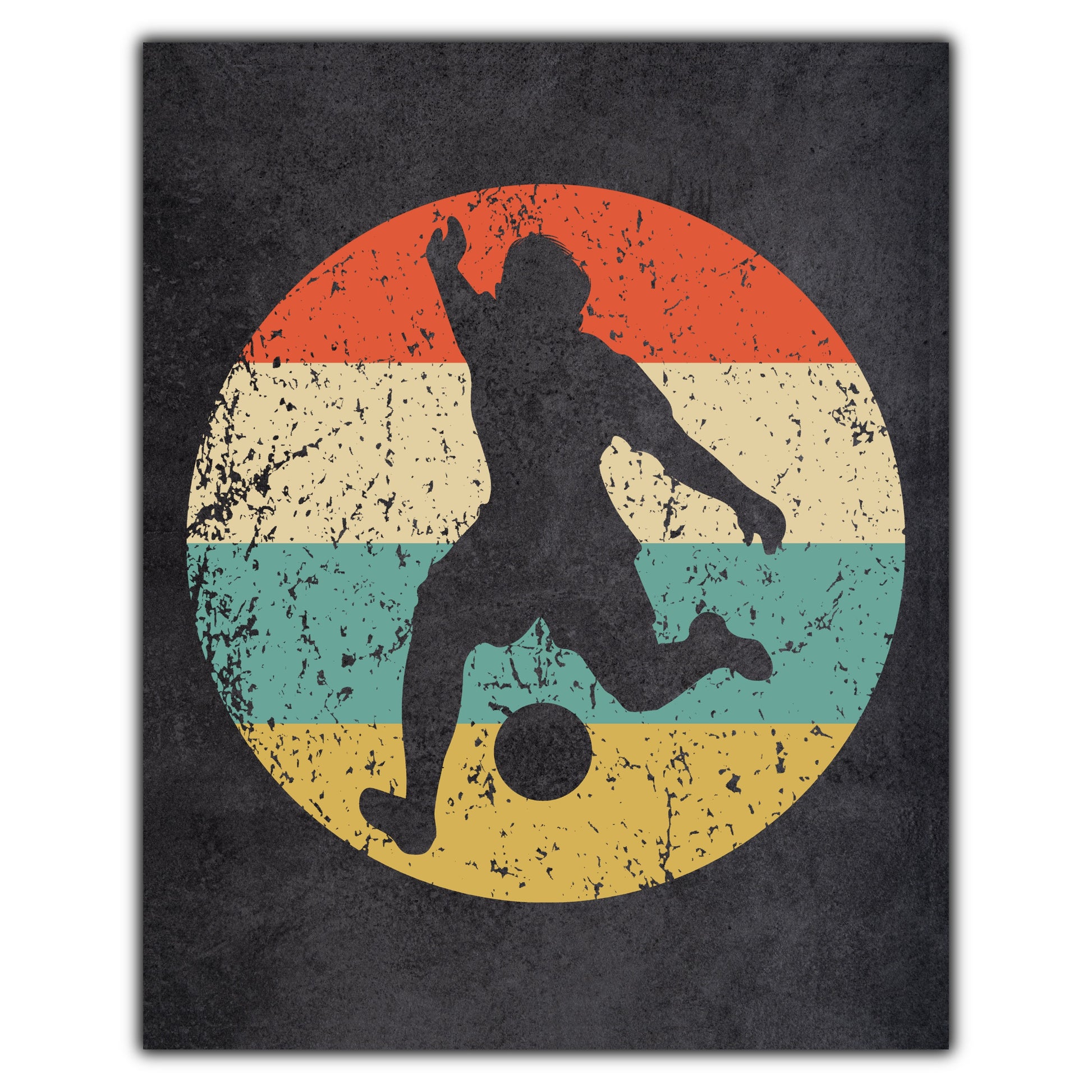 Soccer Player Kick Sports Icon Retro 8"x10" Wall Art Print