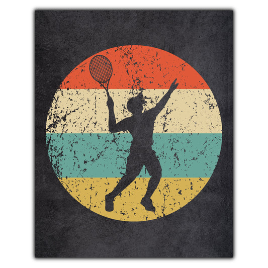 Tennis Player Serve Sports Icon Retro 8"x10" Wall Art Print