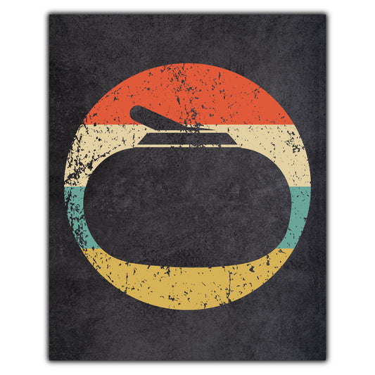 Curling Stone Sports Icon Retro 8"x10" Wall Art Print