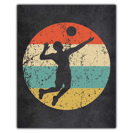 Volleyball Player Serve Sports Icon Retro 8"x10" Wall Art Print