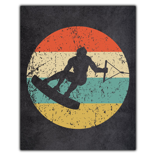 Wakeboarding Wakeboarder Sports Icon Retro 8"x10" Wall Art Print