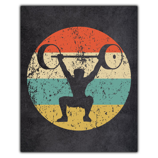 Powerlifting Weightlifter Sports Icon Retro 8"x10" Wall Art Print