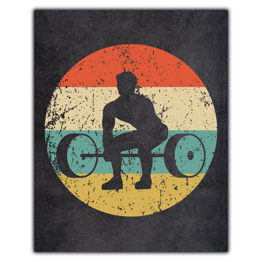 Weightlifting Powerlifting Sports Icon Retro 8"x10" Wall Art Print