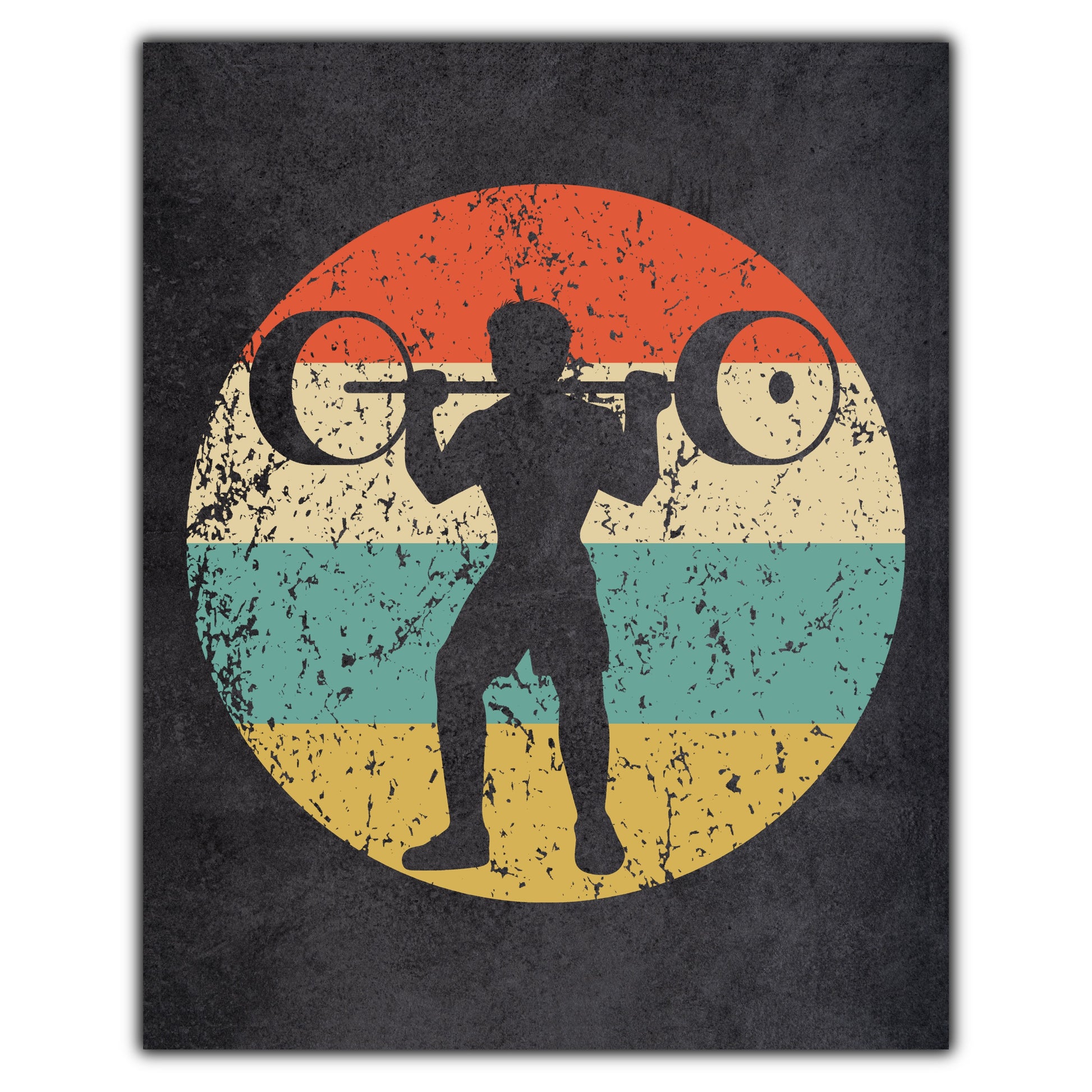 Weightlifting Powerlifting Sports Icon Retro 8"x10" Wall Art Print