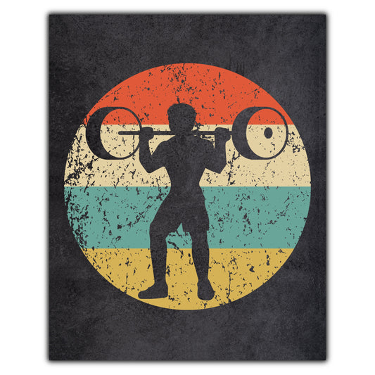 Weightlifting Powerlifting Sports Icon Retro 8"x10" Wall Art Print