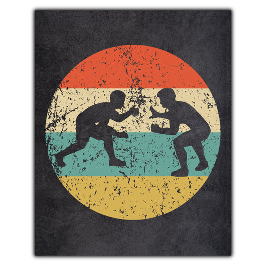 Wrestling Wrestlers Sports Icon Retro 8"x10" Wall Art Print