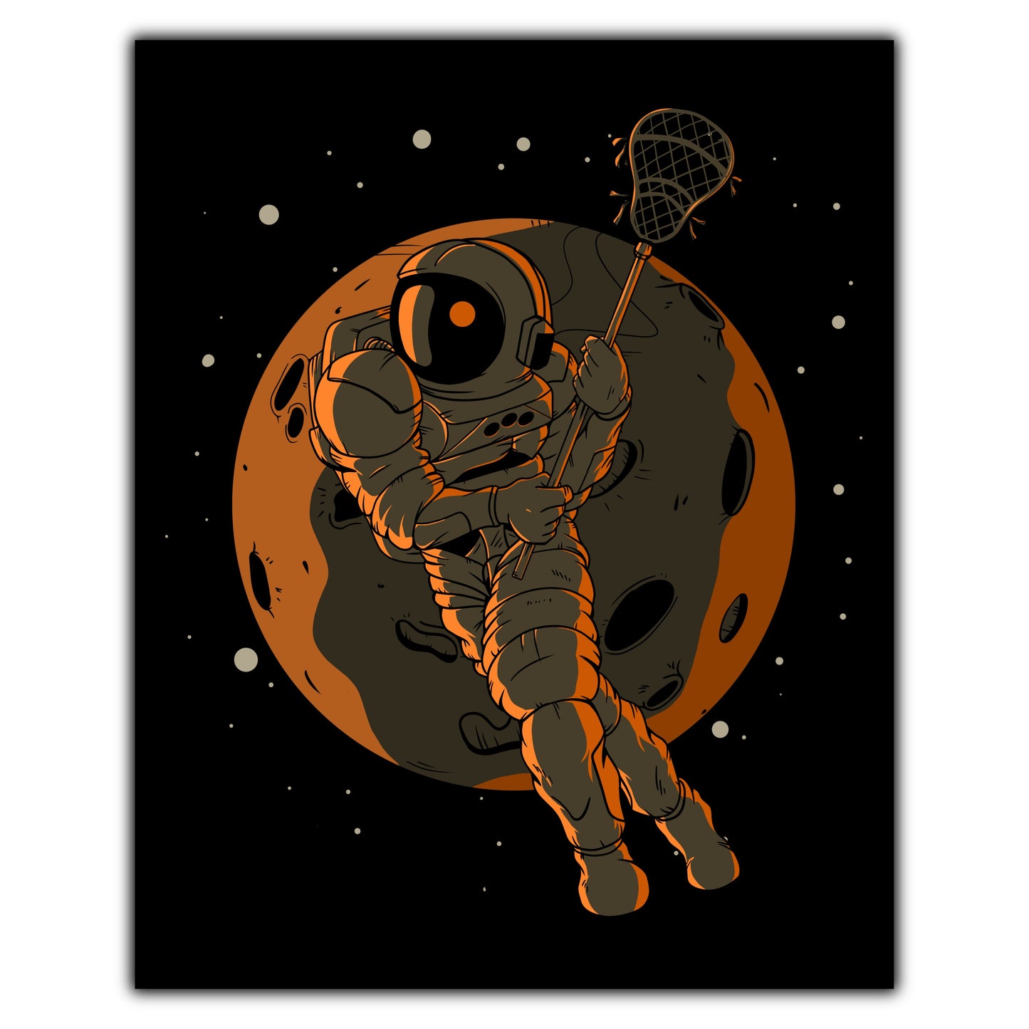 Lacrosse Astronaut Outer Space Spaceman 8"x10" Wall Art Print