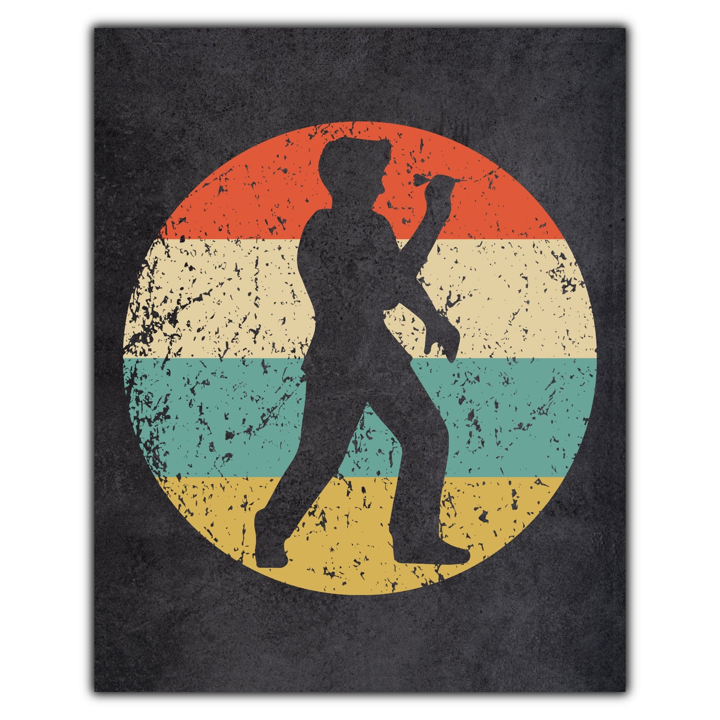 Darts Player Sports Icon Retro 8"x10" Wall Art Print