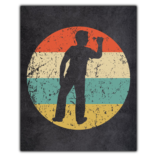 Darts Player Sports Icon Retro 8"x10" Wall Art Print