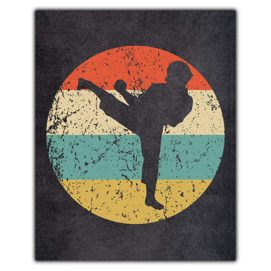 Taekwondo Karate Kick Sports Icon Retro 8"x10" Wall Art Print
