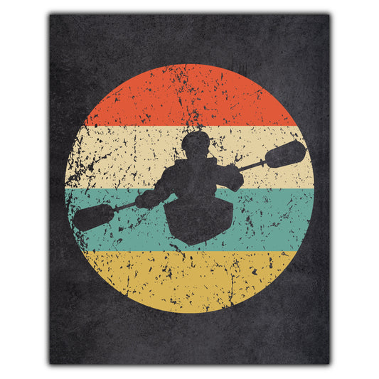 Kayaker Kayaking Sports Icon Retro 8"x10" Wall Art Print