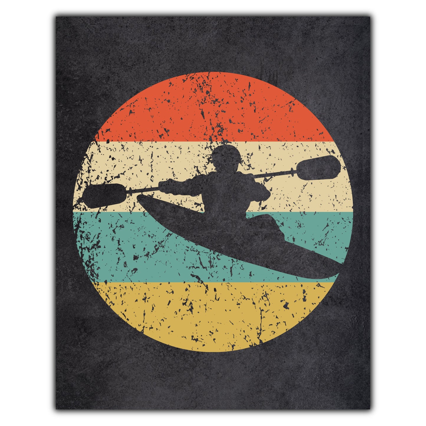 Kayaking Kayaker Sports Icon Retro 8"x10" Wall Art Print