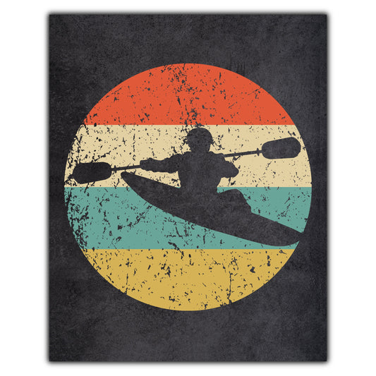 Kayaking Kayaker Sports Icon Retro 8"x10" Wall Art Print