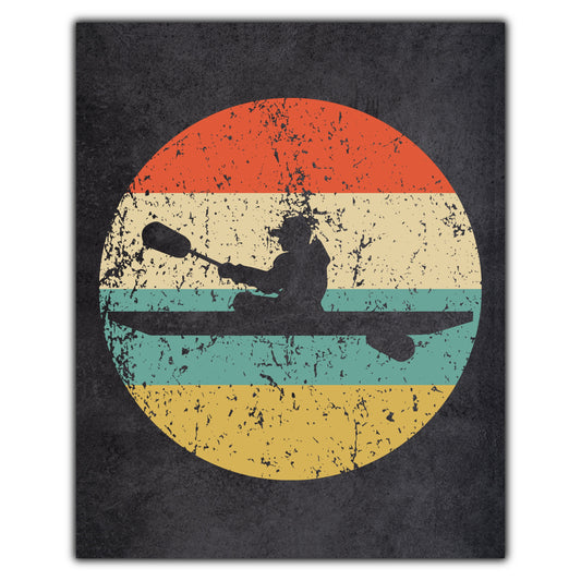 Kayaker Kayak Sports Icon Retro 8"x10" Wall Art Print